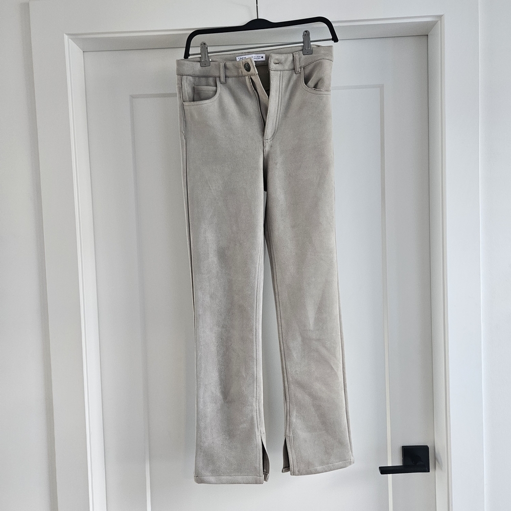 Zara Straight Leg Pants in Light Gray
